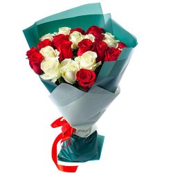 Фото товара 25 роз красных и белых в Ровно