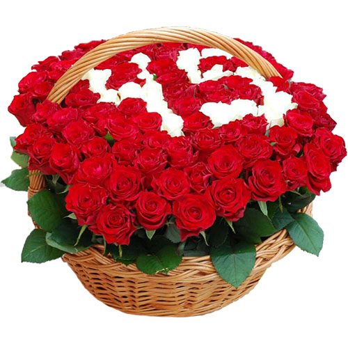 Фото товара 101 роза с числами в корзине в Ровно