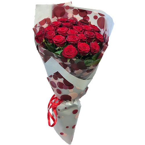 Фото товара 21 красная роза в упаковке в Ровно