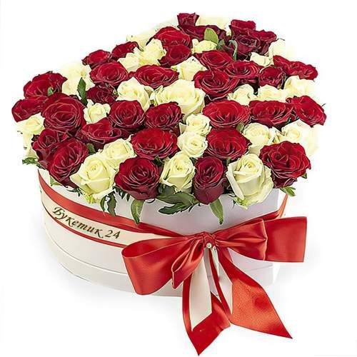 Фото товара 51 троянда серце у коробці в Ровно