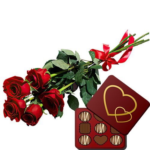 Фото товара 5 красных роз с конфетами в Ровно