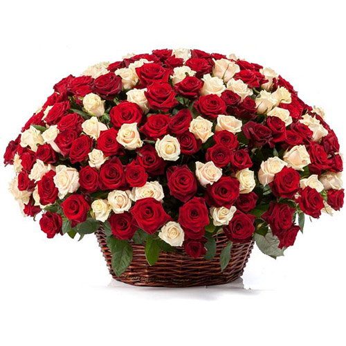 Фото товара 101 троянда мікс в кошику в Ровно
