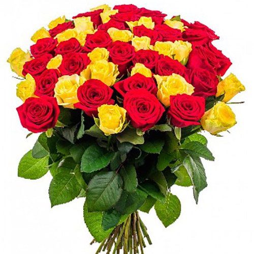 Фото товара 51 троянда червона і жовта в Ровно