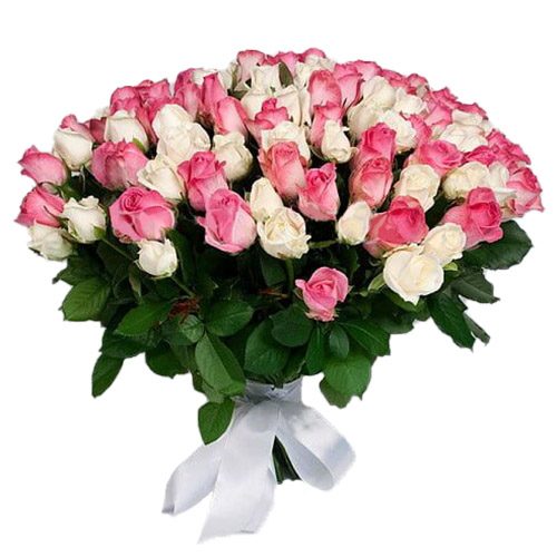 Фото товара 101 белая и розовая роза в Ровно