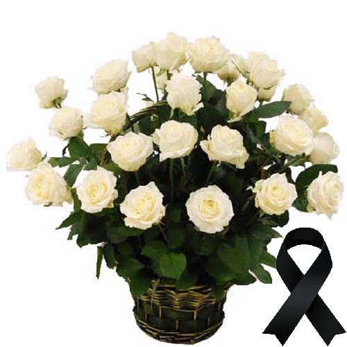 Фото товара 36 білих троянд у кошику в Ровно