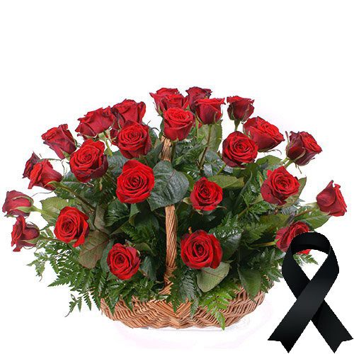 Фото товара 36 червоних троянд у кошику в Ровно