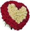 Фото товара Серце 101 троянда червона та біла в Ровно
