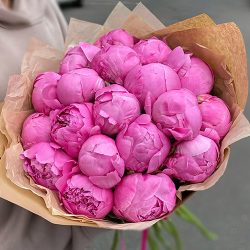 Фото товара 21 розовый пион в крафт в Ровно