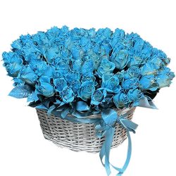 Фото товара 101 синяя роза в корзине в Ровно