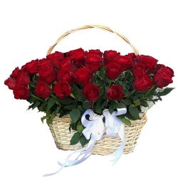 Фото товара 51 красная роза в корзине в Ровно